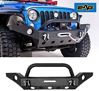 EAG Steel Front Bumper with Winch Plate Fit for 84-01 Cherokee XJ