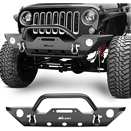Buy LEDKINGDOMUS Rock Crawler Front Bumper Compatible with 87-06 Jeep  Wrangler YJ and TJ with Winch Plate, LED Lights Heavy Duty (Textured Black)  Online in Hong Kong. B01NBIB39U