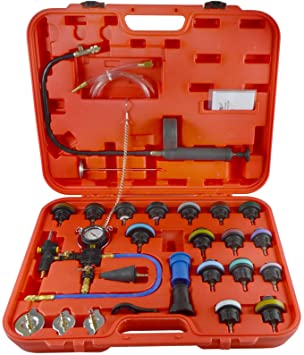 Blue freebirdtrading 8MILELAKE 28pcs Universal Radiator Pressure Tester and  Vacuum Type Cooling System Tool Kit