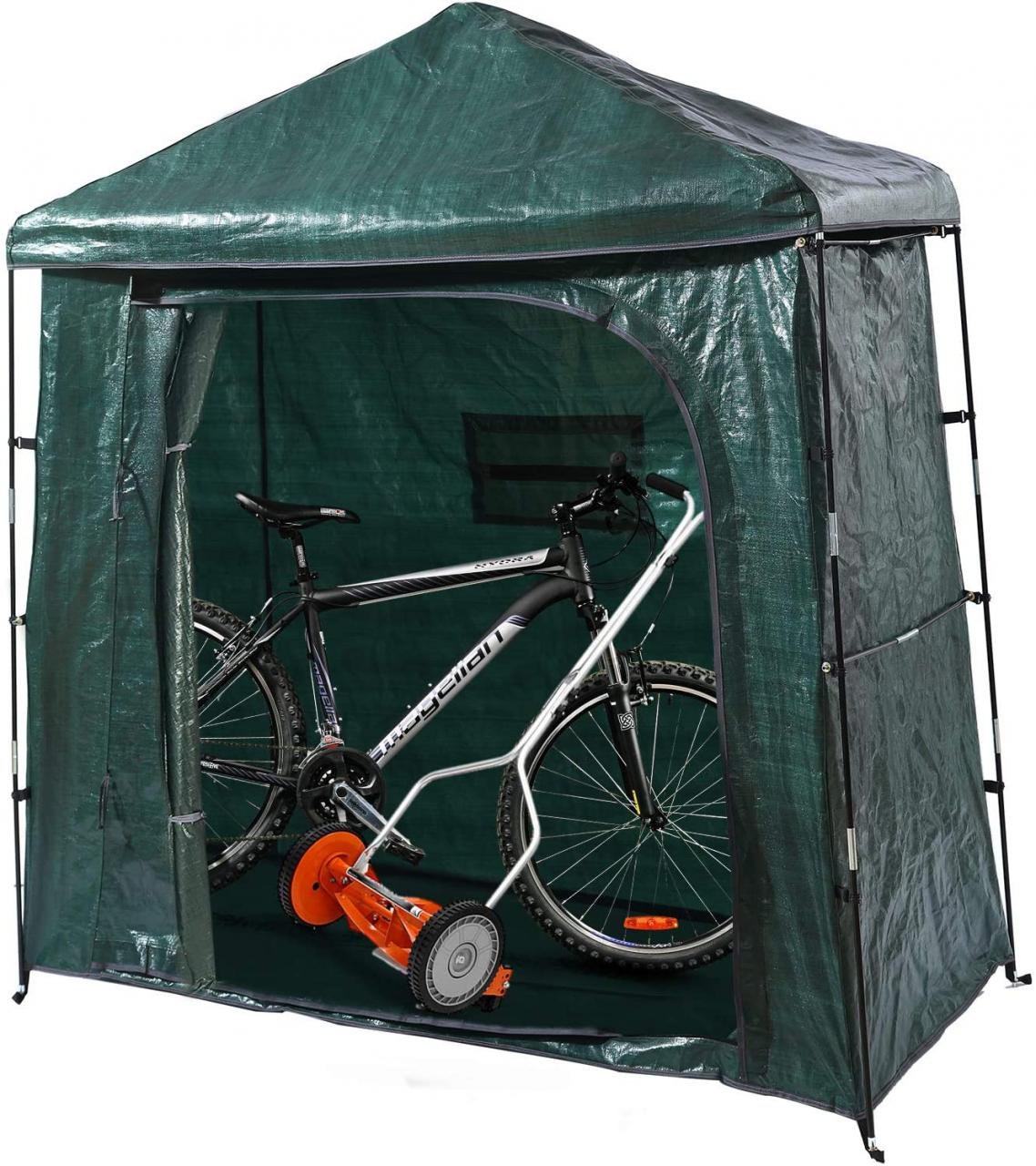 Yard, Garden & Outdoor Living ALEKO PE Bike Storage Tent Tall Rectangular  Space Saving Outdoor 64 Inch Green Garden Structures & Shade