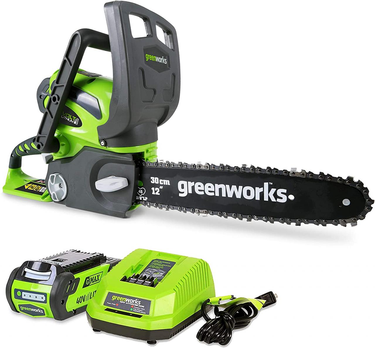 Greenworks 12-Inch 40V Cordless Chainsaw, 2.0 AH Battery Included 20262  #loghomeplans | Greenworks, Cordless chainsaw, Chainsaw