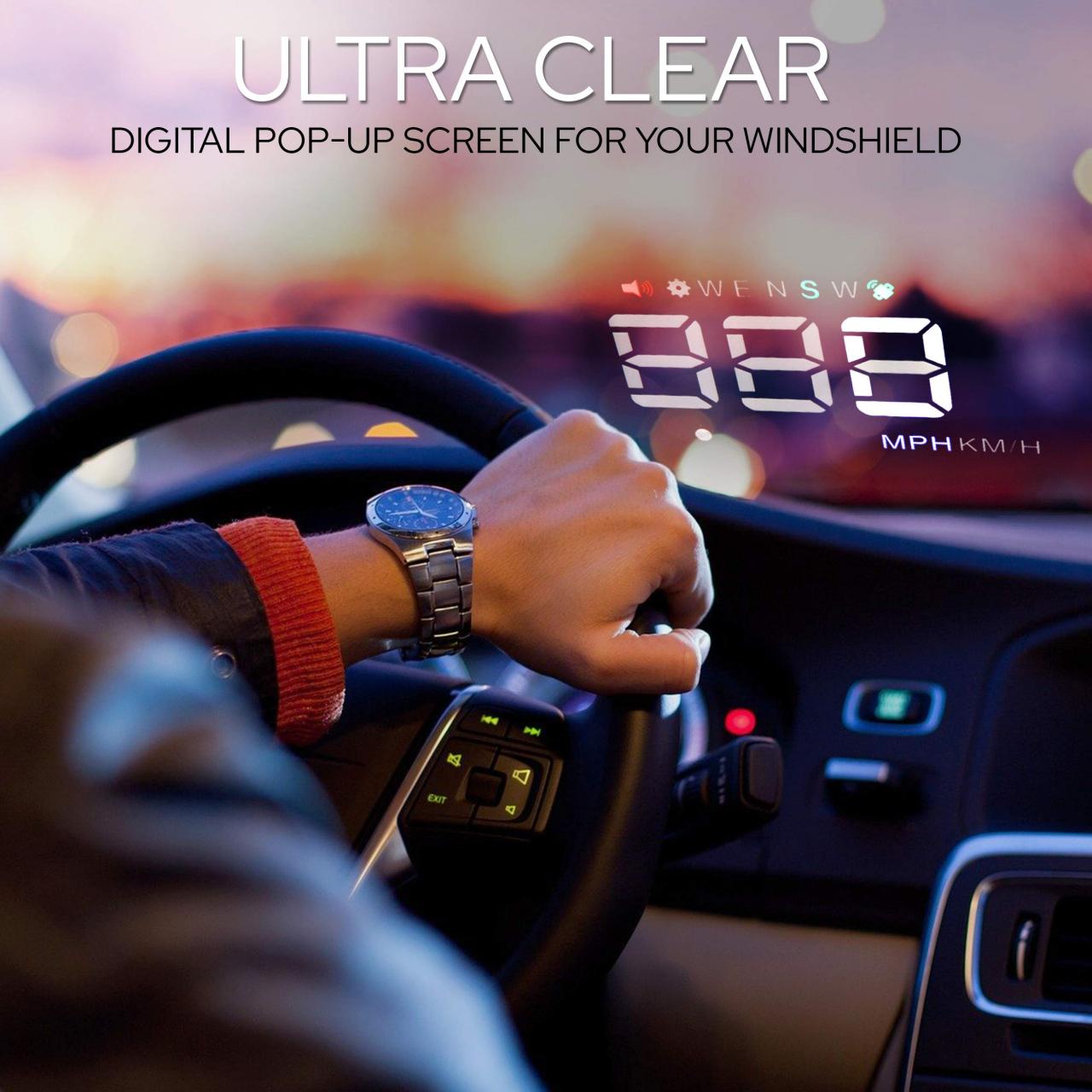 Pyle Universal 3.5'' Car HUD - Head-Up Display Multi-Color Windshield  Screen Projector Vehicle Speed & GPS Navigation Compass, Plug & Play -  (PHUD12) : PYLE(R): Amazon.ae: Automotive