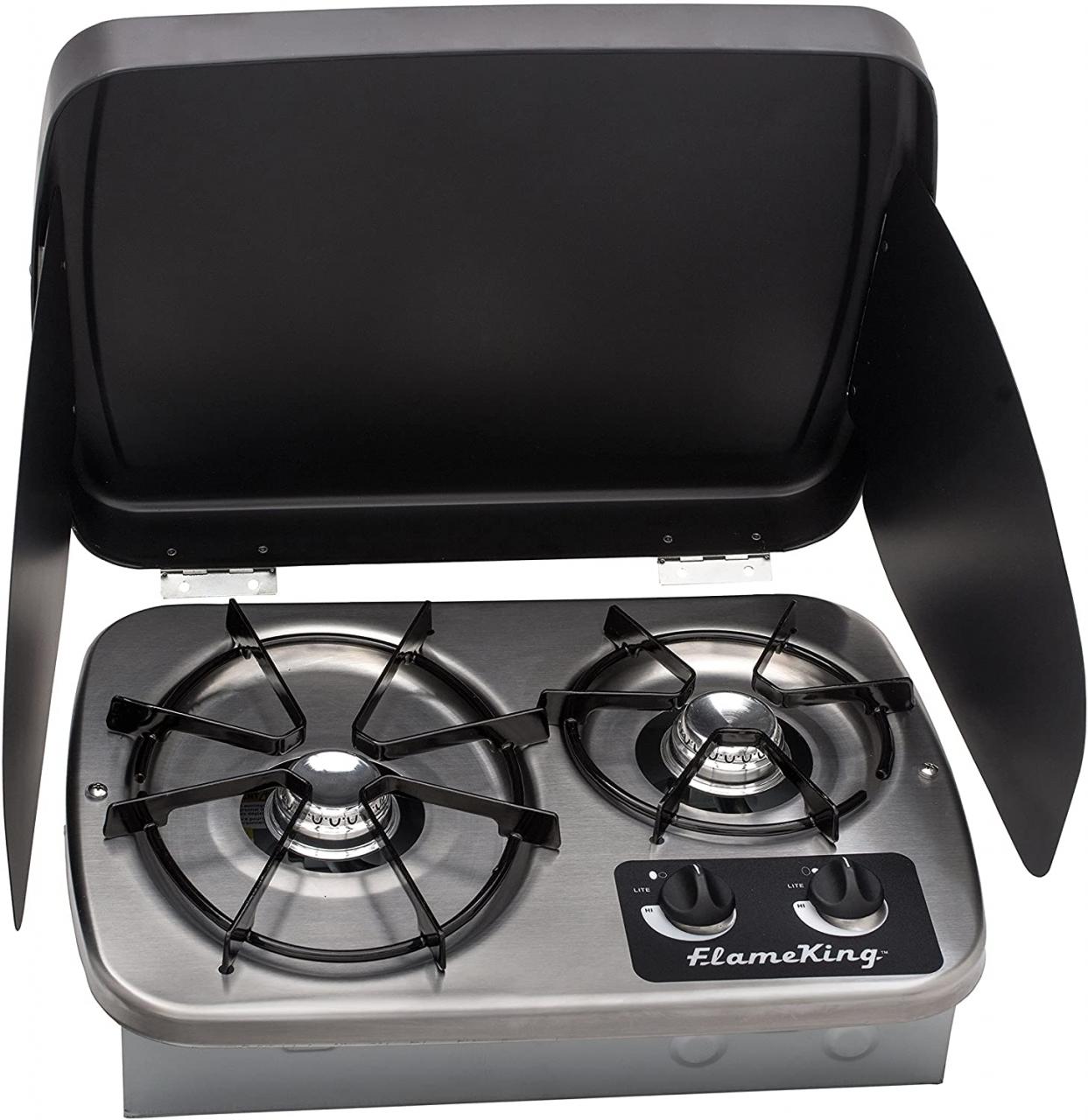 2 Burner Built-In RV Stove with wind shield, CSA approved Model #: YSNHT600  - Flame King