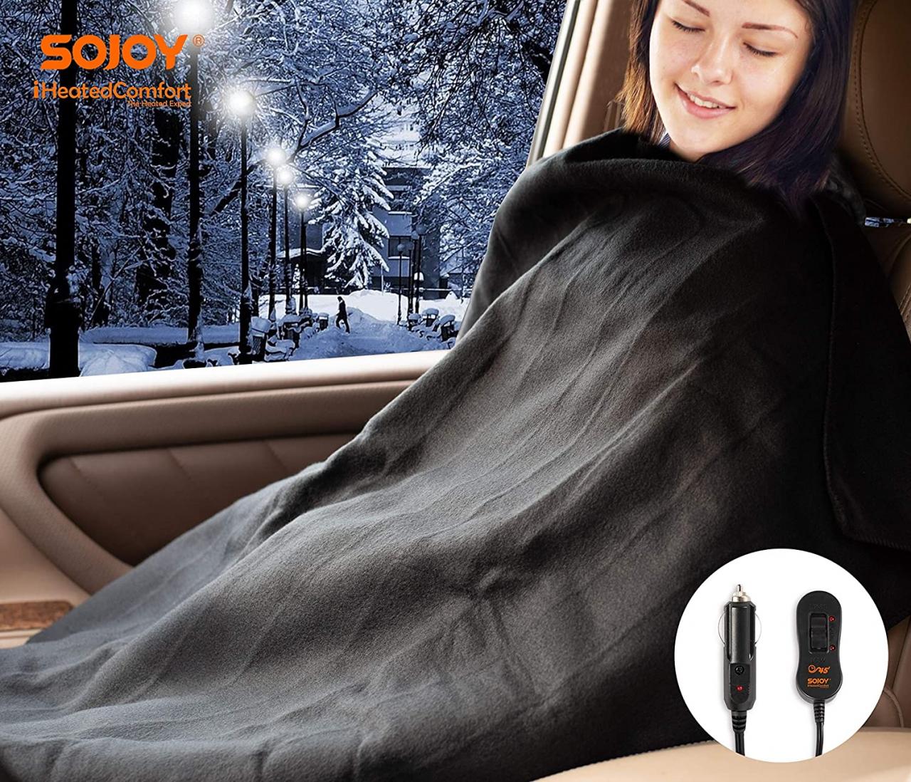 Sojoy Heated Blanket for Car Warm in Winter Electric Blanket