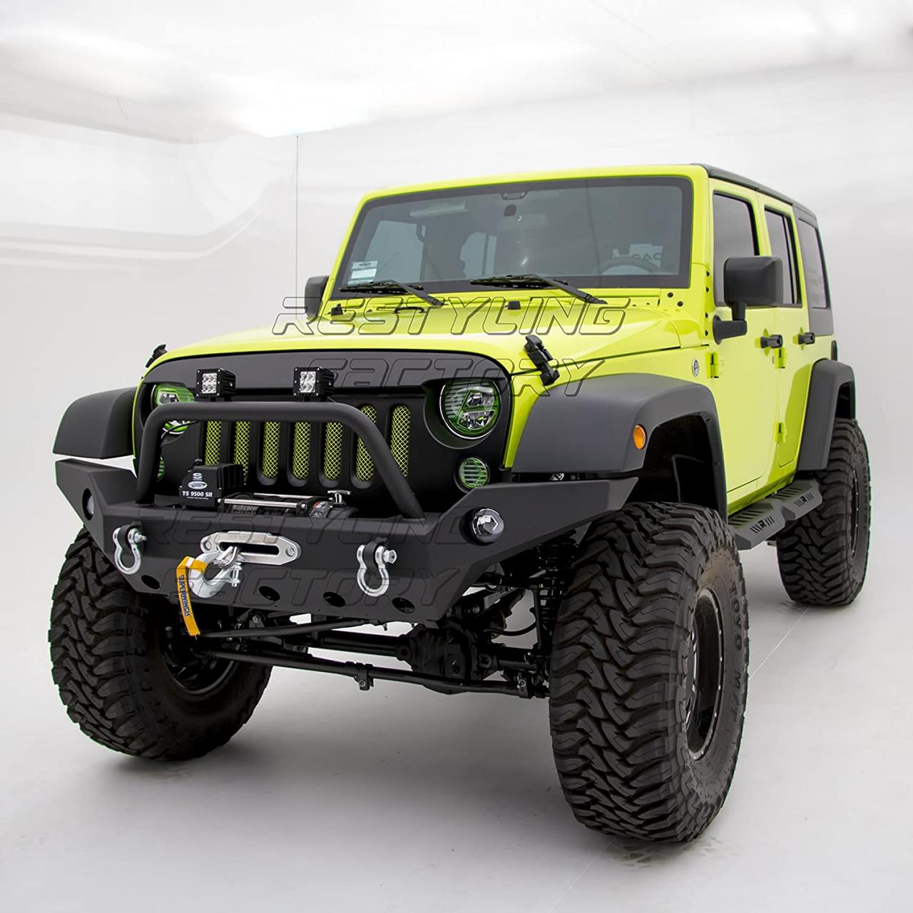 Buy Restyling Factory -Full Width Front Bumper With Fog Lights Hole and  Winch Plate-Textured Black for 07-18 Wrangler JK Online in Hungary.  B01BU8T8QC
