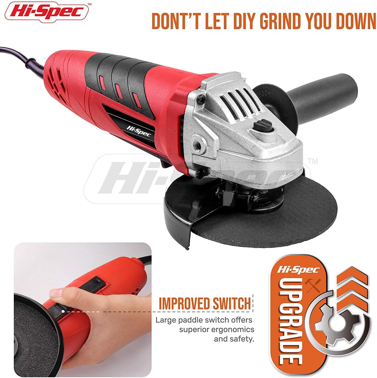 Buy Hi-Spec 500W 5A Corded Mini Angle Side Grinder with 2 Piece Grinding &  Abrasive Cutting Grit Discs, Safety Guard & Support Handle. Suitable for  Metal, Masonry, Mortar, Brick, and Wood DIY