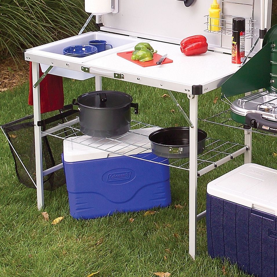 Coleman® Pack-Away Deluxe Portable Kitchen in Grey | Bed Bath & Beyond | Portable  kitchen, Portable camp kitchen, Camping table