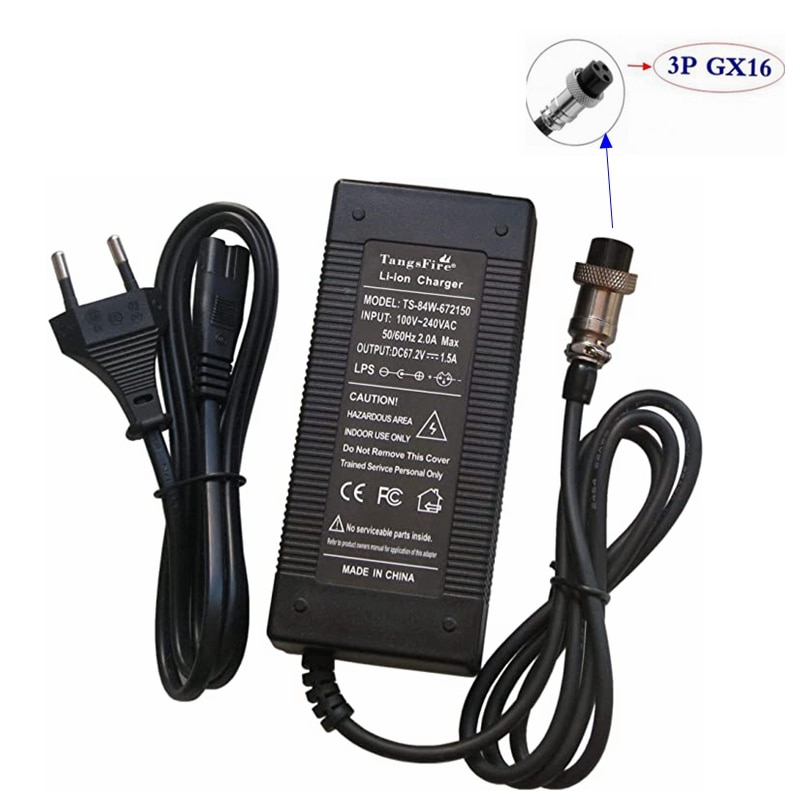 16S 67.2V 1.5A Battery Charger For 60V Lithium Electric Bicycle 3Pin GX16  12.44MM Connector|Chargers| - AliExpress