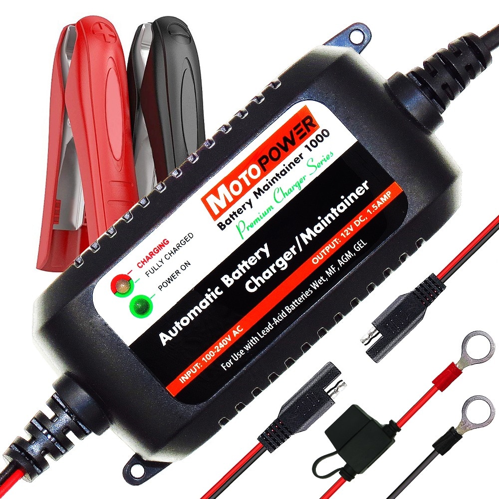 Buy MOTOPOWER MP00206A 12V 1.5Amp Automatic Battery Charger, Battery  Maintainer for Cars, Motorcycles, ATVs, RVs, Powersports, Boat and More.  Smart, Compact and Eco Friendly Online in Vietnam. B01DYE5EBI
