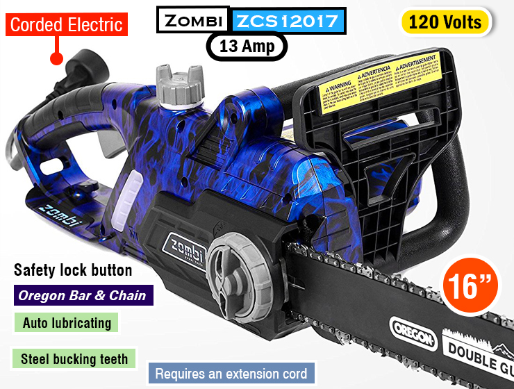 Impressive Modern Chainsaws : Zombi ZCS5817 (58V) & Zombi ZCS12017 (120V) -  Chainsaw Journal