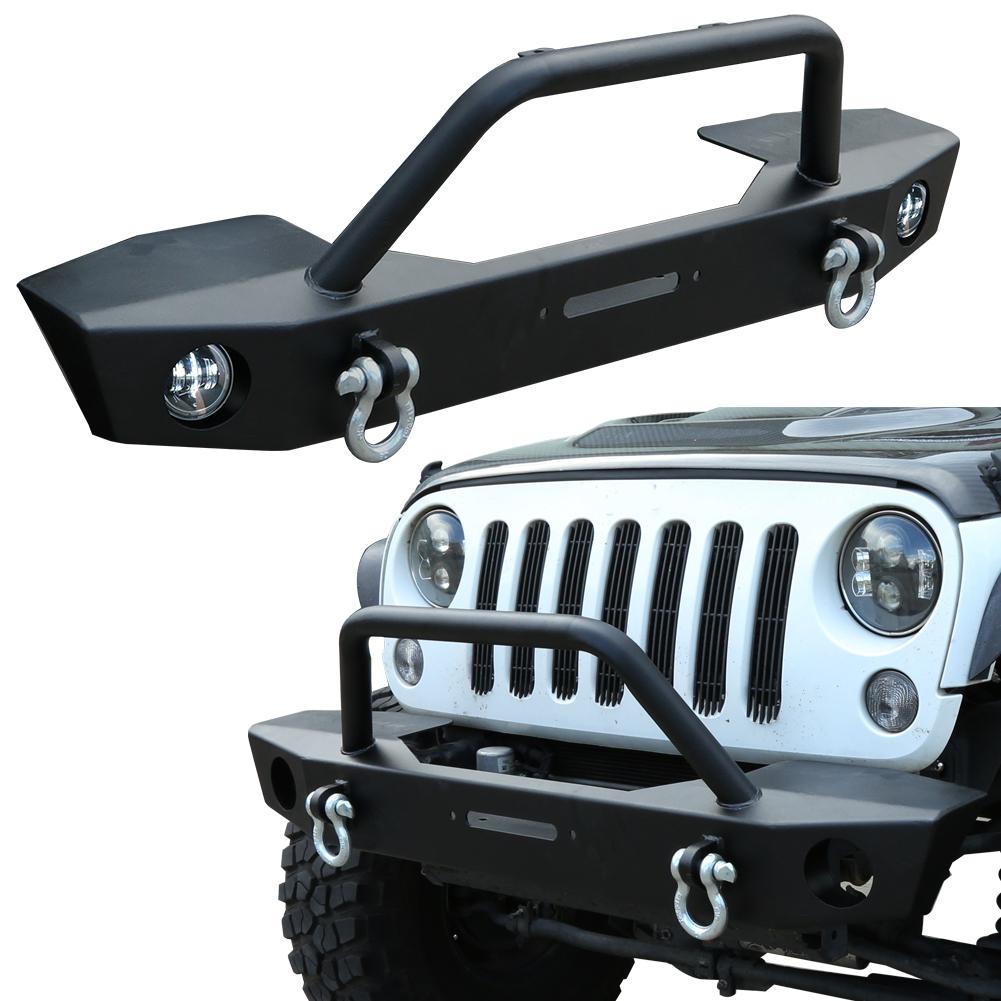 UDIT Black Textured Rock Crawler Front Bumper With Fog Light holes 2x  D-Ring & Winch Plate for 07-18 Jeep Wrangler JK- Buy Online in Mauritius at  Desertcart - 64431491.