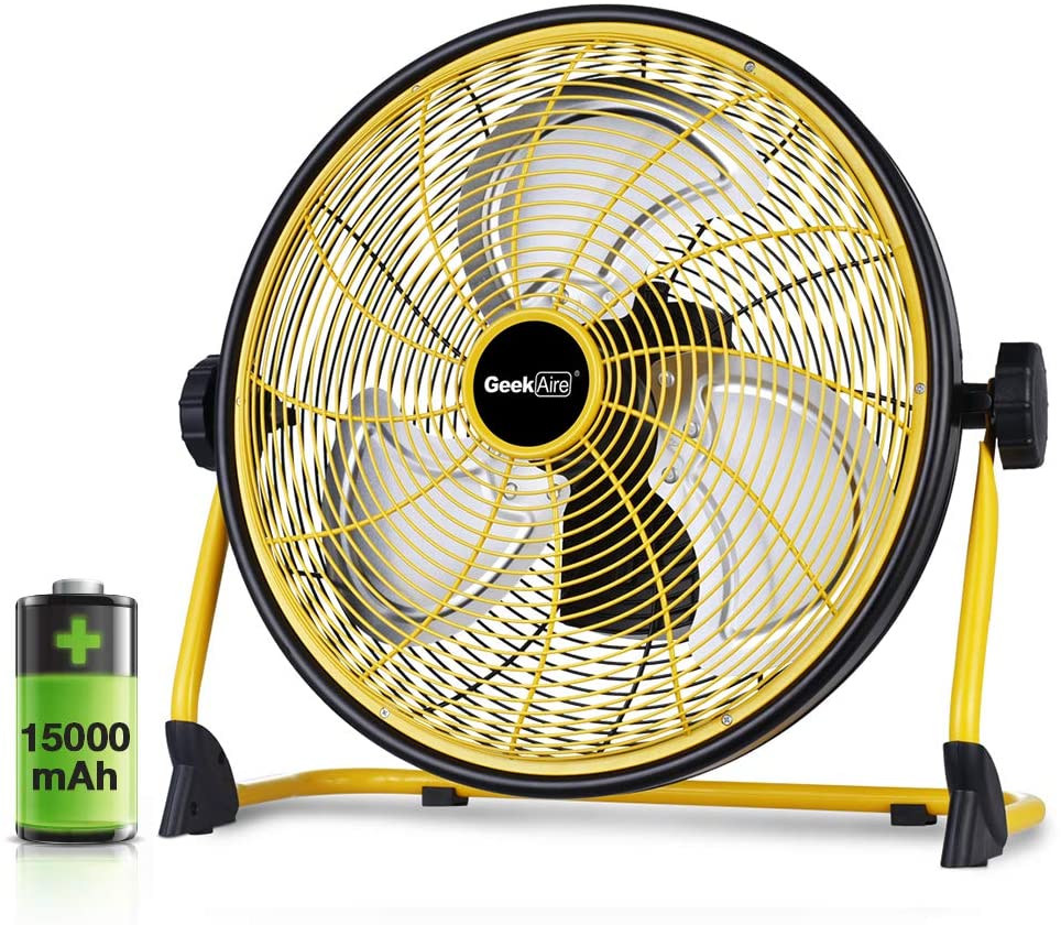 Buy Geek Aire Fan, Battery Operated Floor Fan, Rechargeable Powered High  Velocity Portable Fan with Metal Blade, Built-in Durable Battery Run for  Whole Day Time, for Camping Travel Hurricane, 12 Inch Online