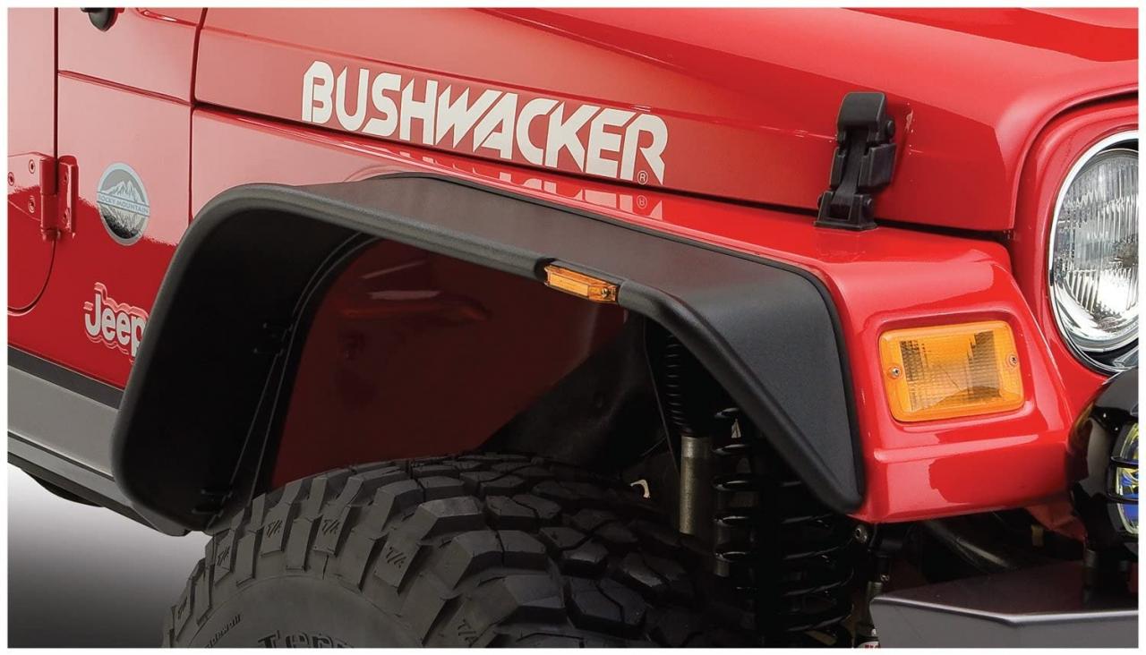 Buy Bushwacker 10922-07 Black Jeep Flat Style Textured Finish 4-Piece Fender  Flare Set for 1984-2001 Jeep Cherokee Online in Hong Kong. B003VR4CG2