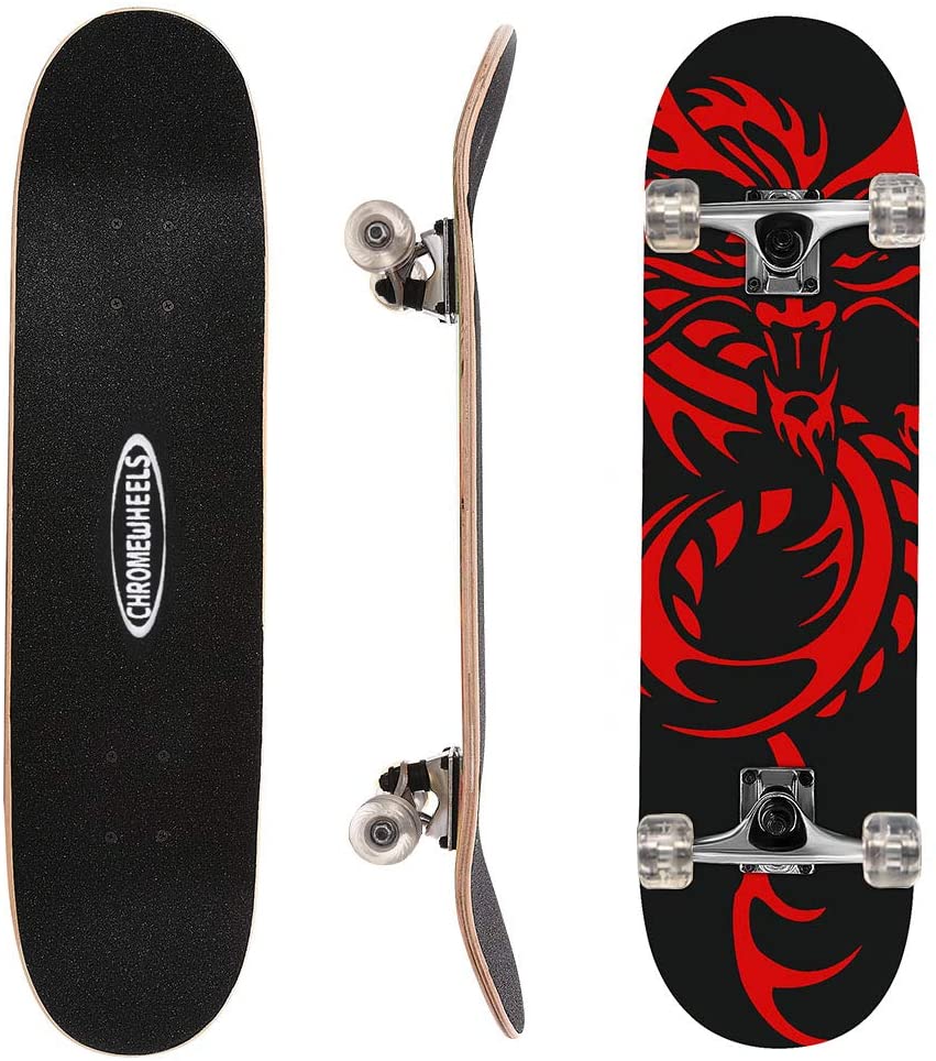 ChromeWheels 31 inch Skateboard Complete Longboard Double Kick Skate Board  Cruiser 8 Layer Maple Deck : Amazon.in: Toys & Games
