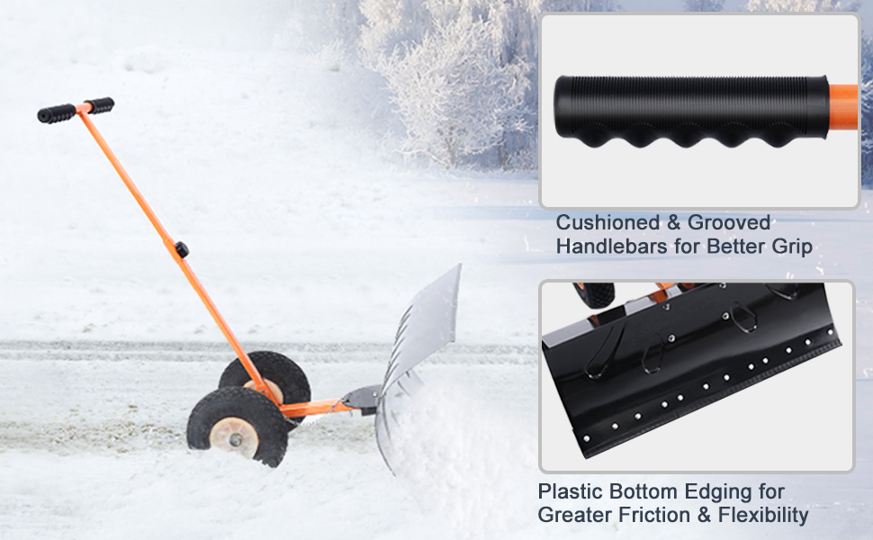 Snow Shovel, Ohuhu Adjustable Wheeled Snow Pusher, Heavy Duty Rolling Snow  Plow Shovels, Efficient Snow Plow Snow Removal Tool【UPGRADED VERSION】 :  Amazon.co.uk: DIY & Tools