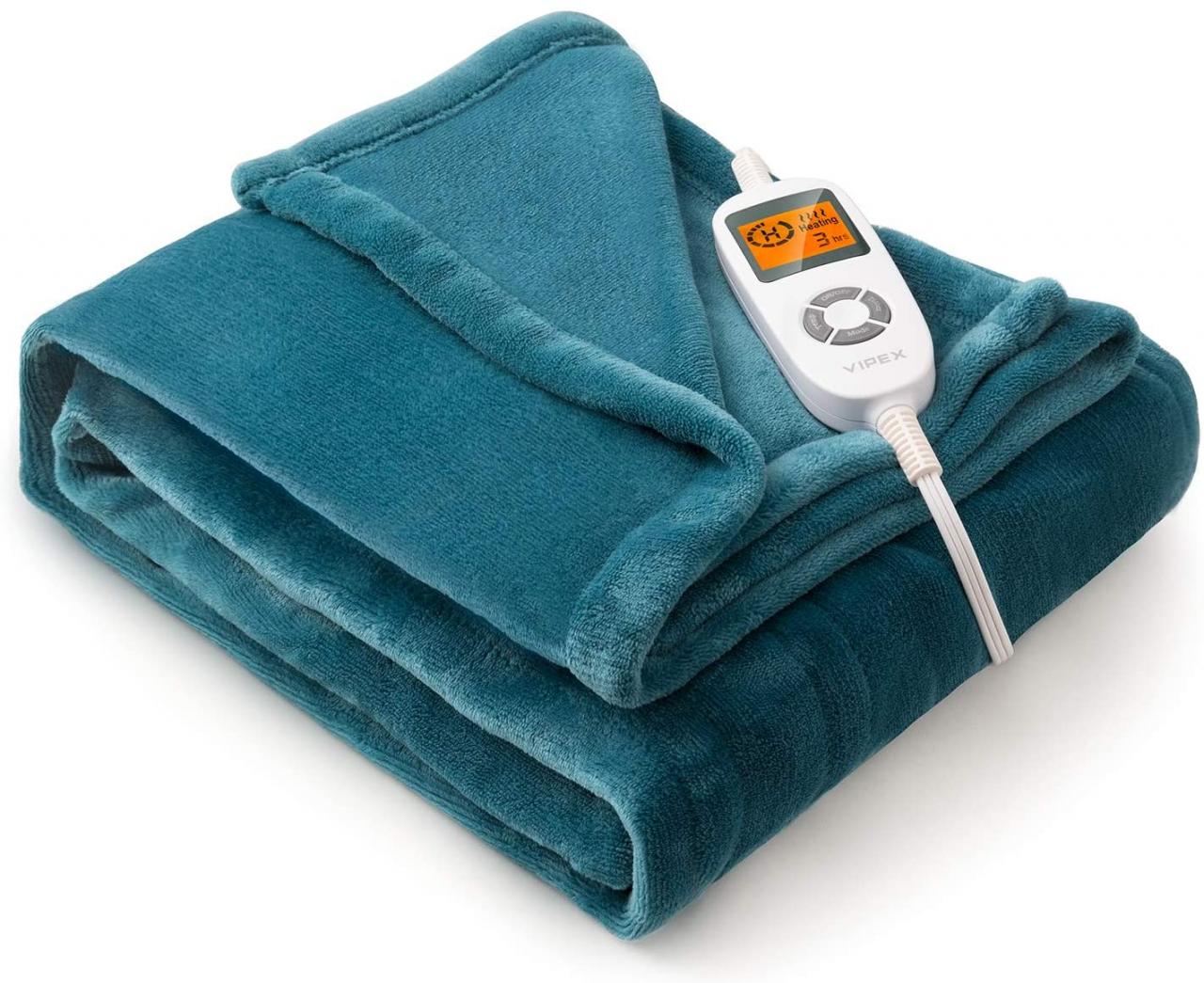 Buy Electric Heated Throw Blanket Flannel/Sherpa Reversible Fast Heating  Blanket 50 x 60, ETL Certification with 3 Heating Levels & 4 Hours Auto-Off,  Machine Washable and Home Office Use(Blue) Online in Vietnam.