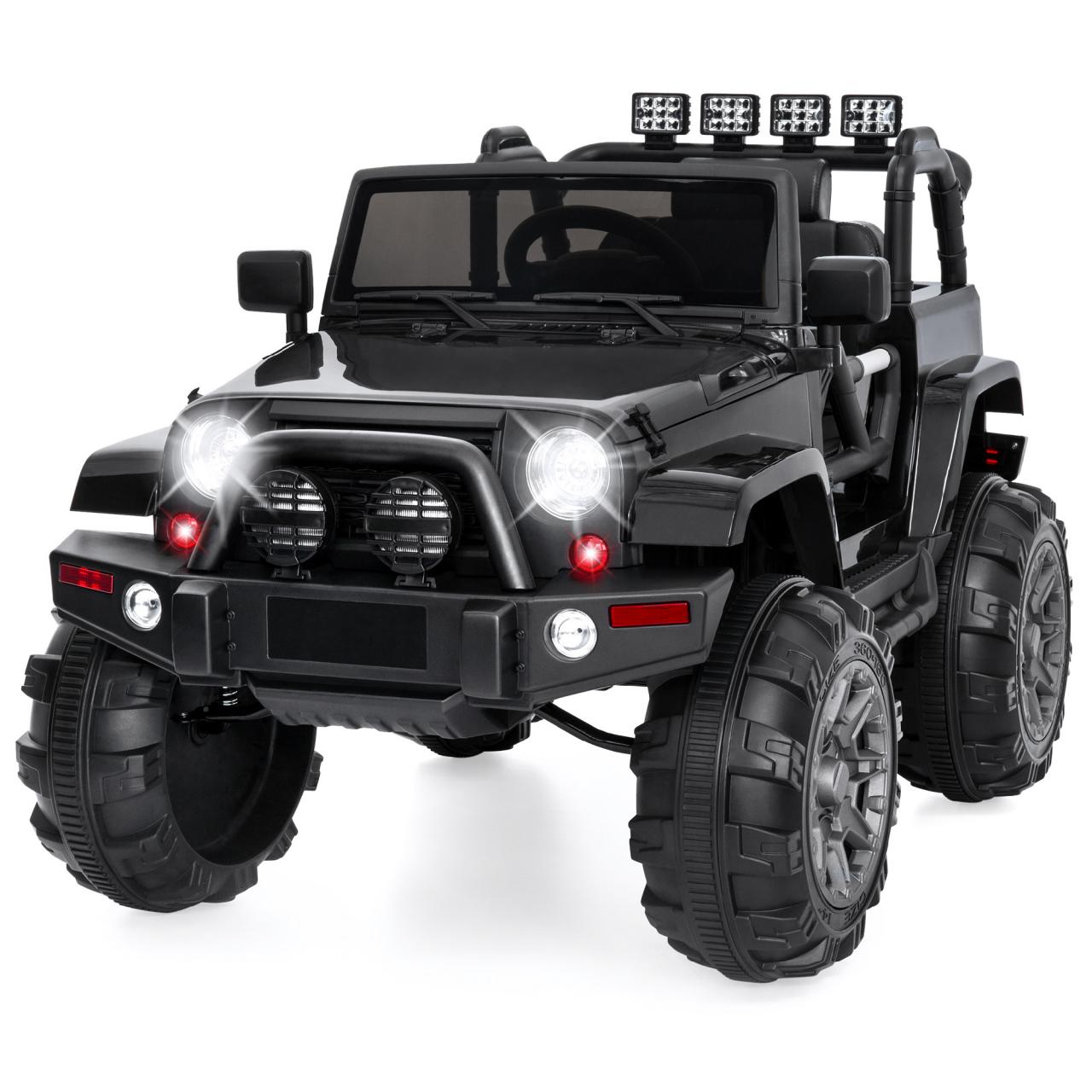 Buy Best Choice Products Kids 12V Ride On Truck, Battery Powered Toy Car w/  Spring Suspension, Remote Control, 3 Speeds, LED Lights, Bluetooth - Black  Online in Turkey. B072865HYJ