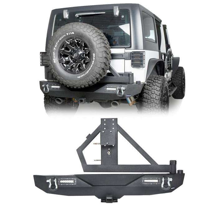 Buy Hooke Road Wrangler Rear Bumper with Spare Tire Carrier and Front Bumper  Combo Compatible with Jeep Wrangler JK & Unlimited 2007-2018 2/4 Doors  Online in Hong Kong. B07KX5Z51W