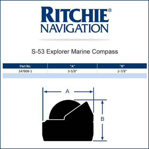 Ritchie S-53 Explorer Surface Mount Marine Compass-Black