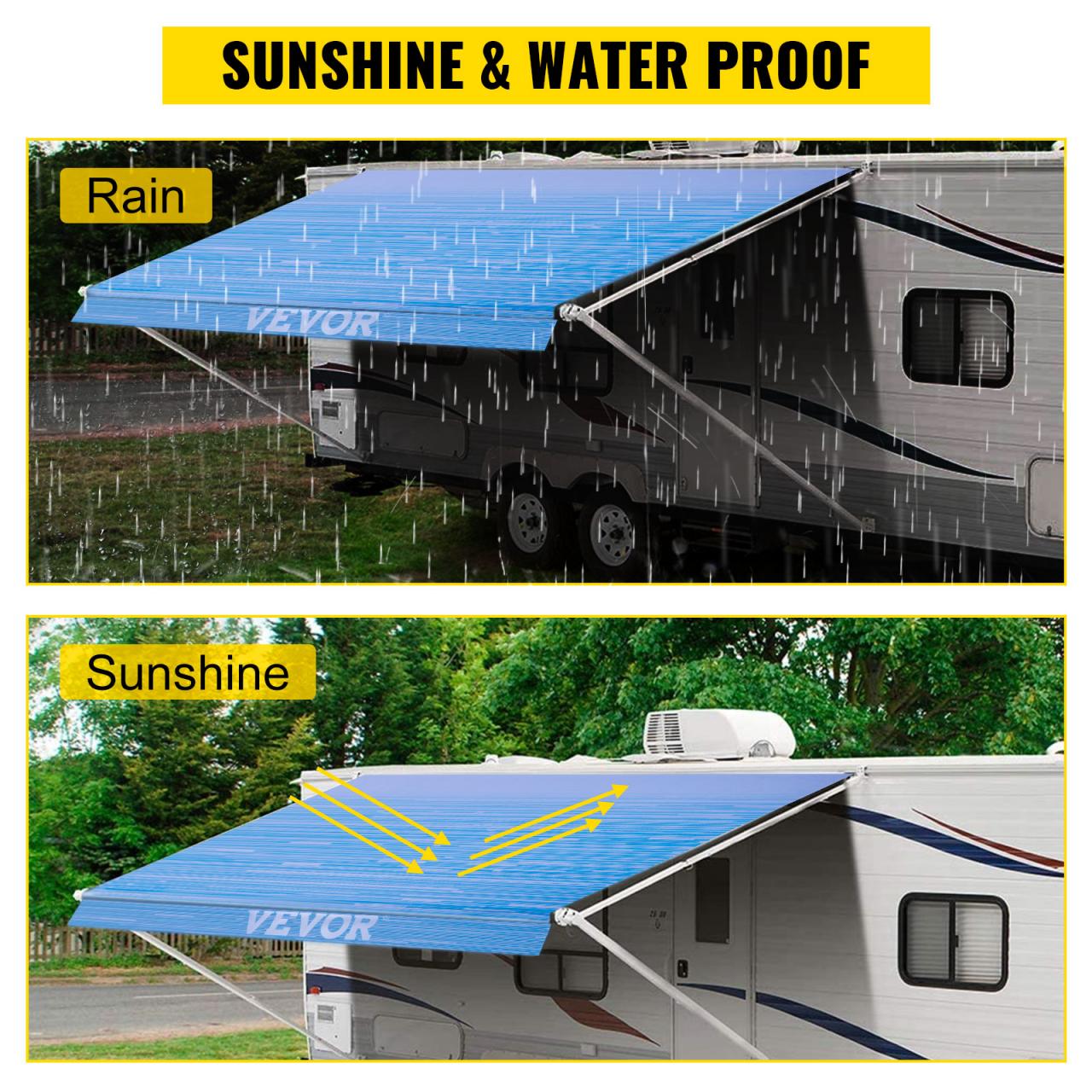 Buy Suncode RV Awning Fabric Replacement Waterpoof Universal Fit Camper  Awning Replacement Premium Grade Vinyl RV Canopy Replacement 14 Feet Ocean  Blue Online in Indonesia. B098JZ9YGR