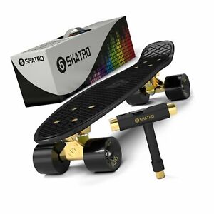 Skatro - Mini Cruiser Skateboard. 22x6inch Retro Style Plastic Board Comes  Complete. Model: White Rainbow