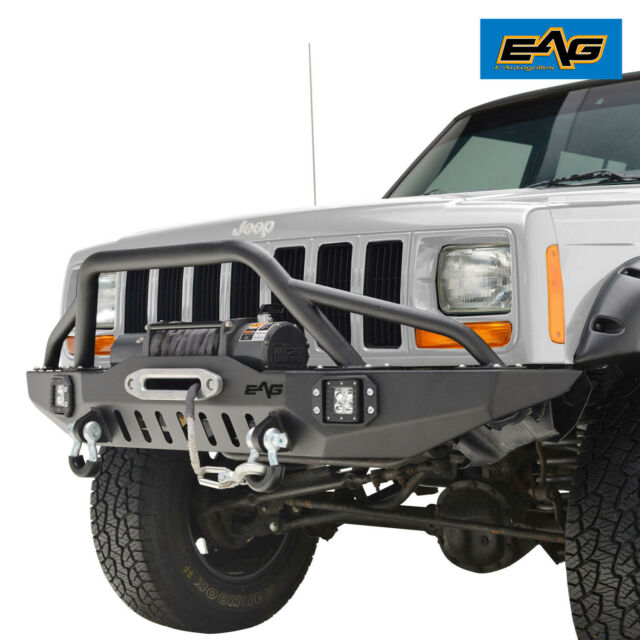 Buy EAG Steel Front Bumper with Winch Plate Black Textured Fit for 87-06  Wrangler TJ YJ Online in Indonesia. B00IS93BCE