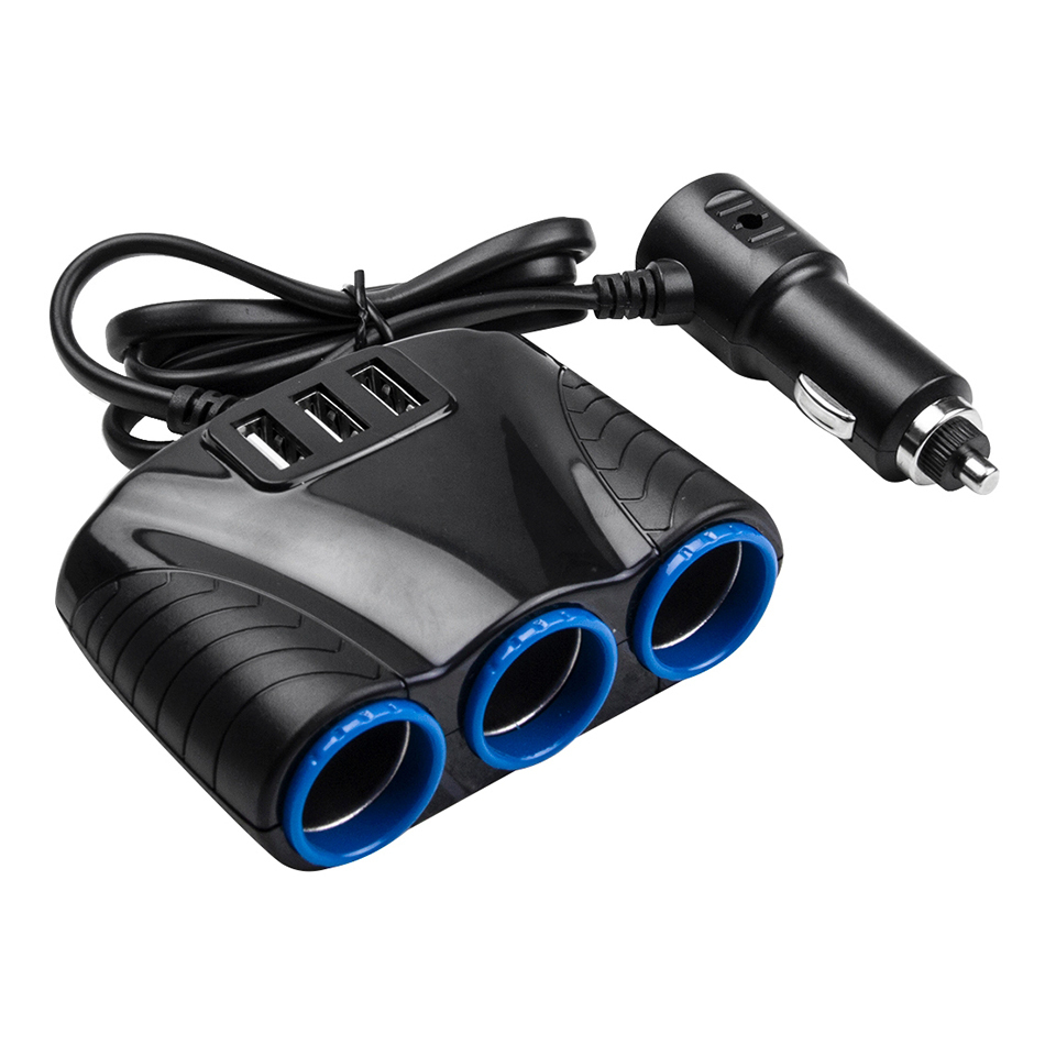 Dual USB Car Charger with LED Voltage Display, 12V Cigarette Lighter Adapter,  3 Socket Cigarette Lighter Splitter, for iPhone iP| | - AliExpress