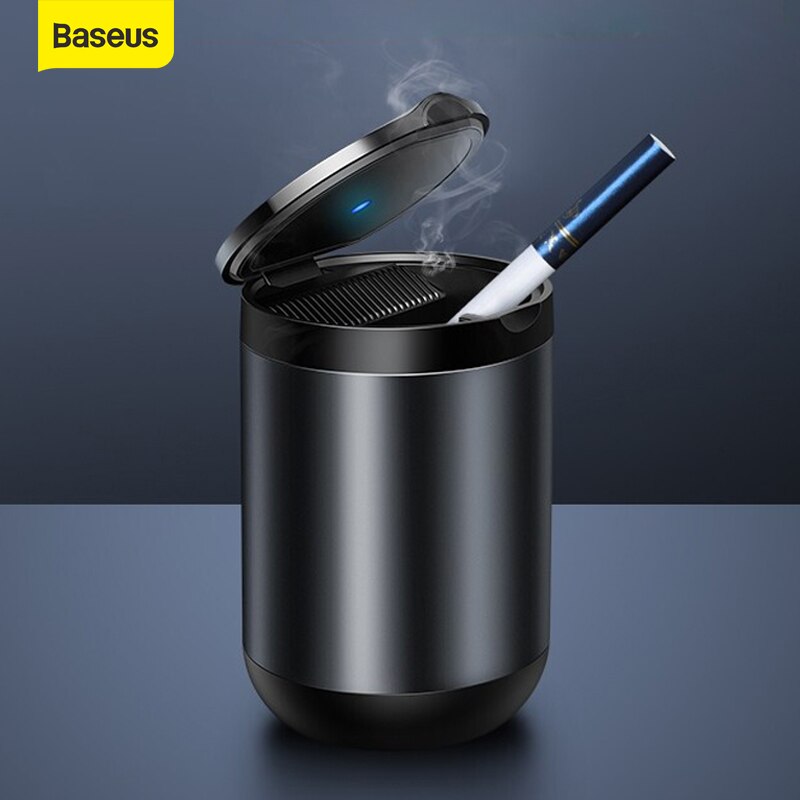 Buy Baseus Car Ashtray LED Light Alloy Ash Tray Aluminum Cup Portable  Smokeless Auto Ashtray Flame Retardant Cigarette Holder Box in the online  store BASEUS Car Accessory Store at a price of
